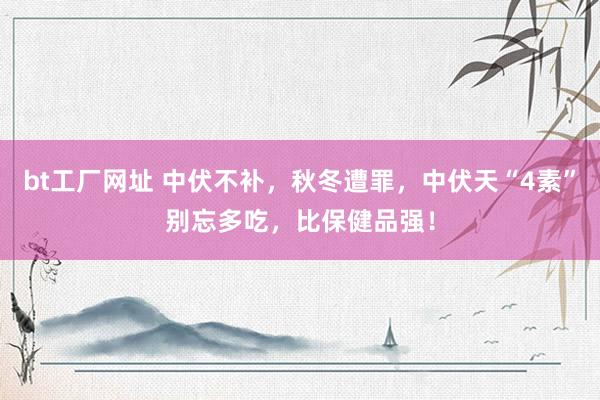 bt工厂网址 中伏不补，秋冬遭罪，中伏天“4素”别忘多吃，比保健品强！