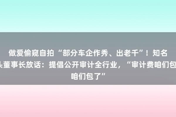 做爱偷窥自拍 “部分车企作秀、出老千”！知名巨头董事长放话：提倡公开审计全行业，“审计费咱们包了”