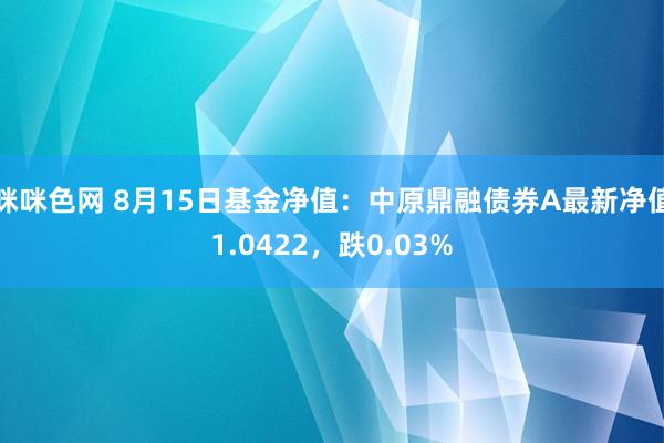 咪咪色网 8月15日基金净值：中原鼎融债券A最新净值1.0422，跌0.03%